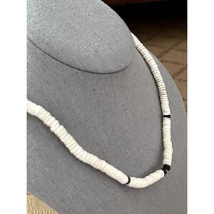 Puca shell necklace w brown & silver